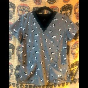 Panda Print Scrub Top